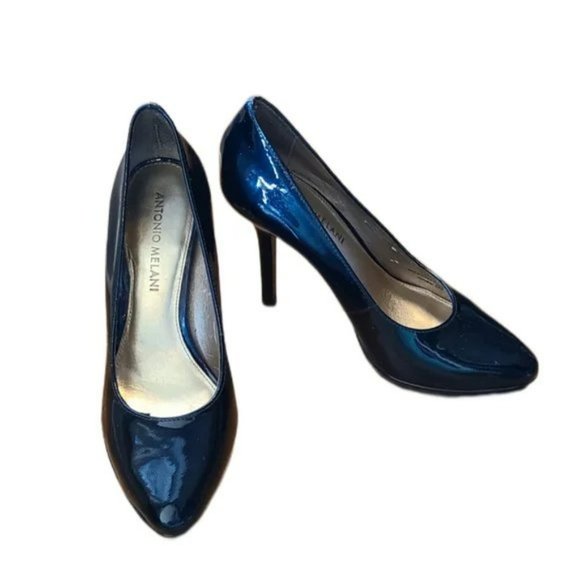 Antonio Melani Joanne Black Genuine Patent Leather Stilletto Pumps Size 6 - Picture 1 of 6